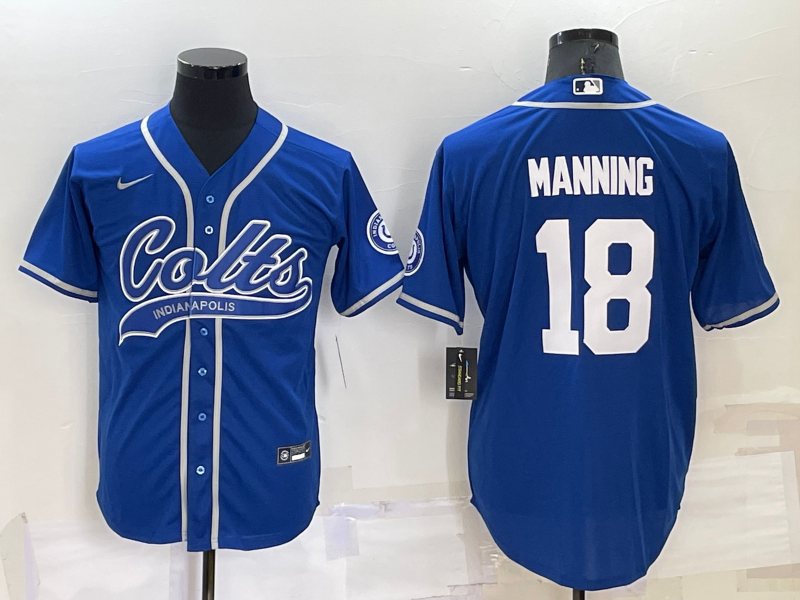 Men's Indianapolis Colts Peyton Manning #18 Royal Jersey Joint Edition